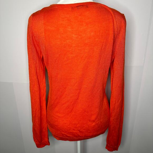 Trouve Orange Crewneck Sz Small Lightweight Sweater Women's Long Sleeve Shirt - Picture 4 of 6